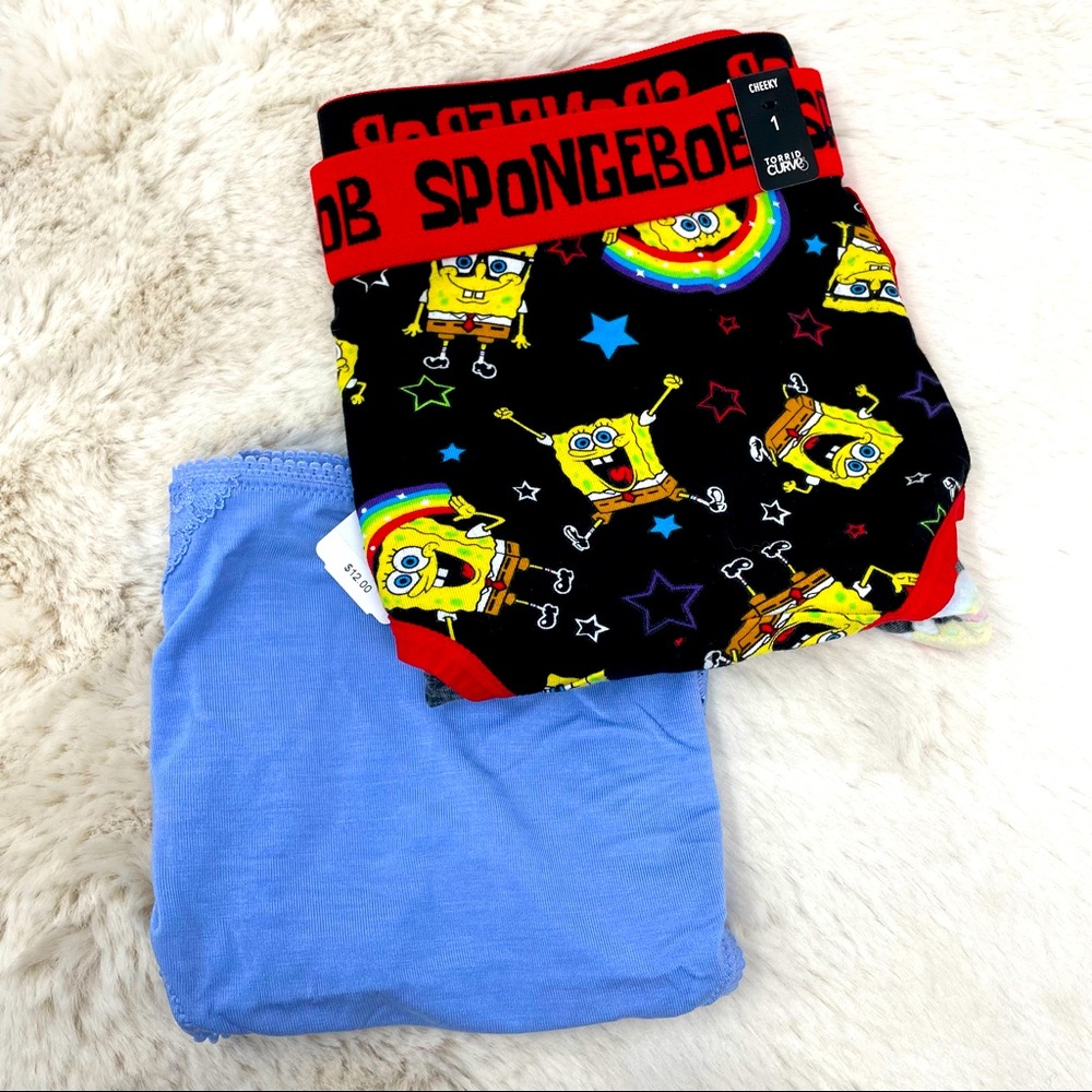 Torrid Sponge Bob Rainbow Cheeky size 1 & Soma Embraceable High Leg XL NWT